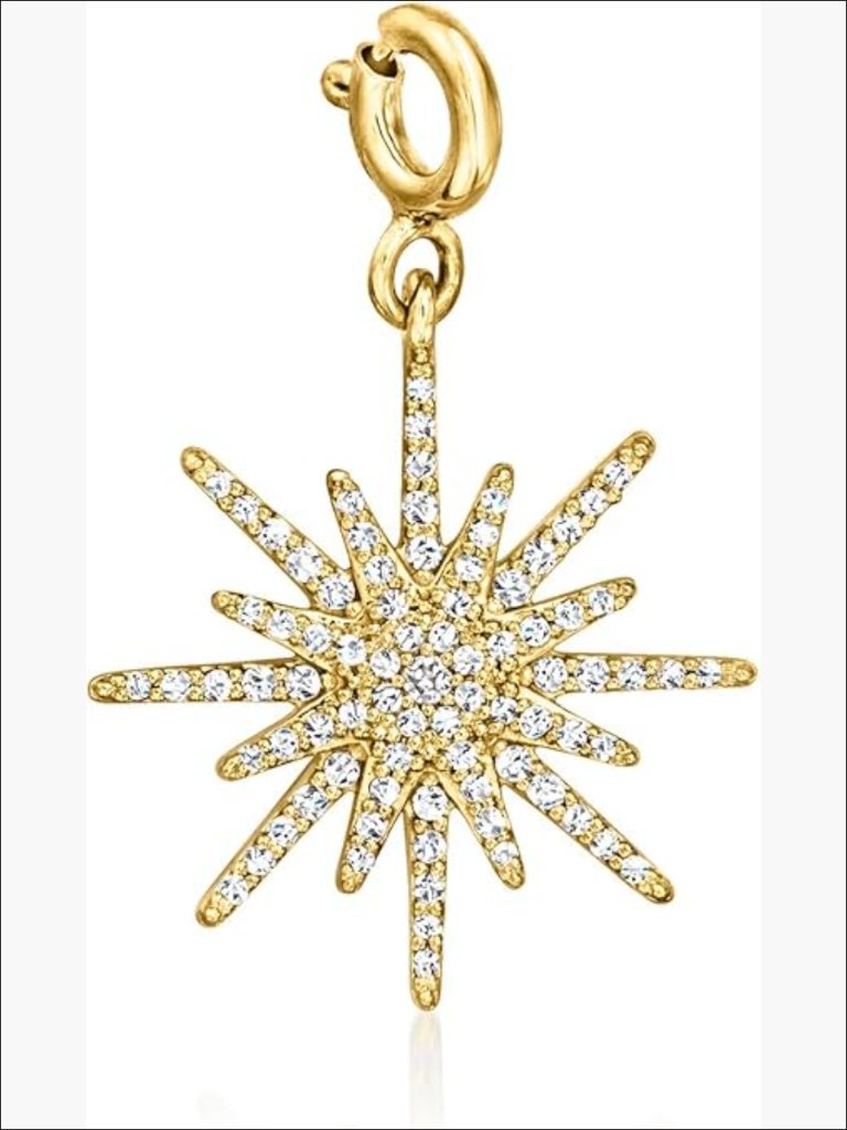 0.25 Ct. T.W. Diamond North Star Charm In 18kt Gold Over Sterling